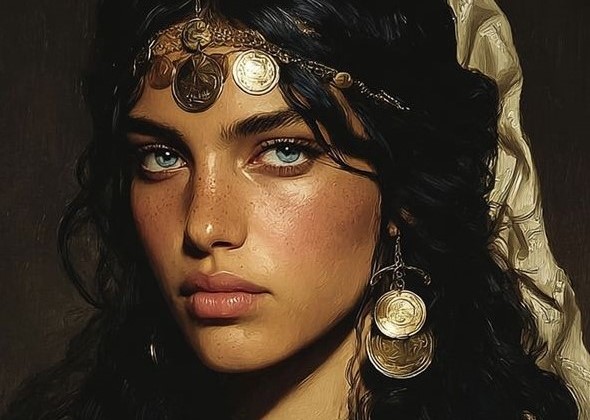 portrait of a beautiful woman with black hair