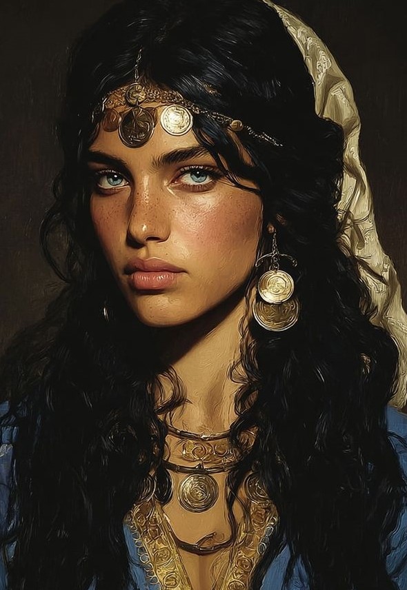 portrait of beautiful woman with dark hair