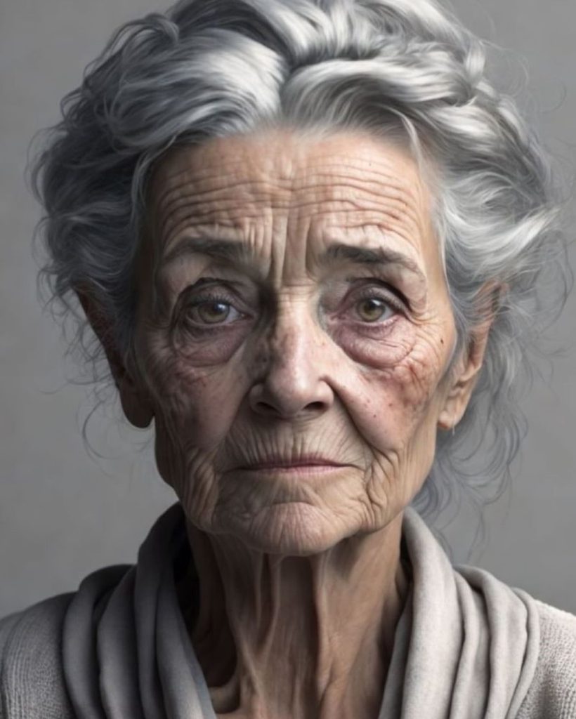 image of an old woman with silver hair